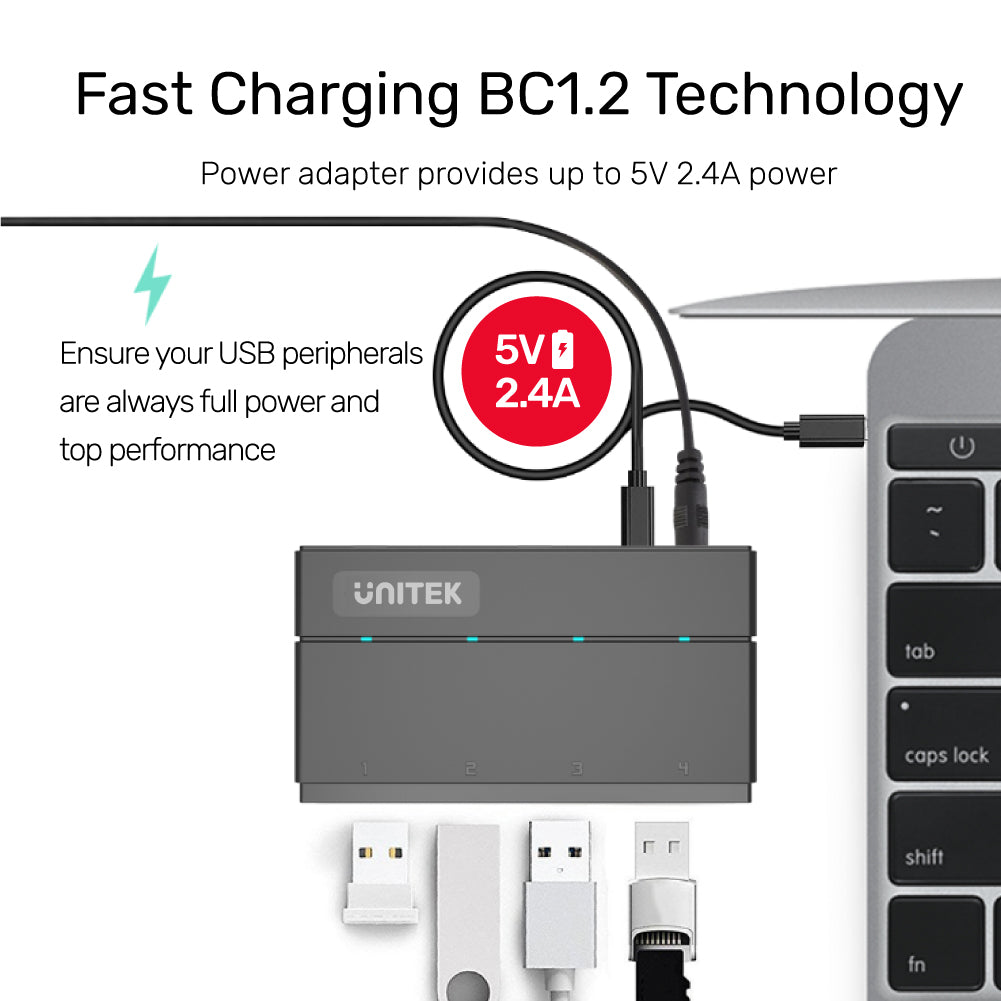 4 Ports Powered USB 3.0 Hub with USB-A Cable 4 Ports Powered USB 3.0 Hub with USB-A Cable
