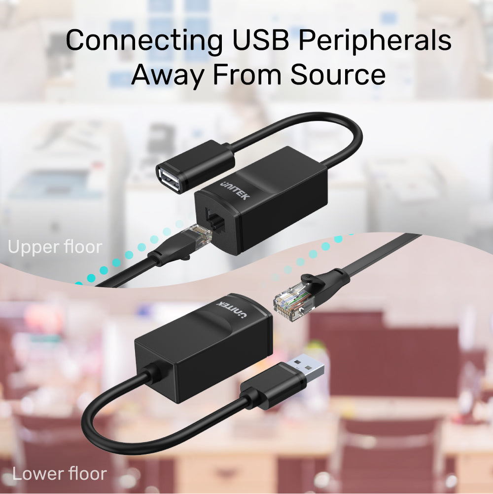 Cat 5/ Cat 5e 上の USB エクステンダ