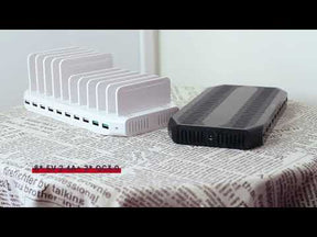 USB Charging Station 10 Port Black QC 3.0 96W