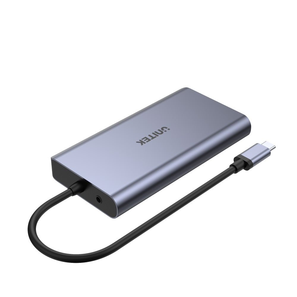 uHUB O8+ 8-in-1 USB-C デュアル ディスプレイ ハブ、USB 5Gbps および PD 100W 充電付き