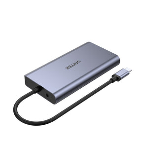 uHUB O8+ 8-in-1 USB-C Ethernet Hub with Dual Monitor, 100W Power Delivery and Card Reader